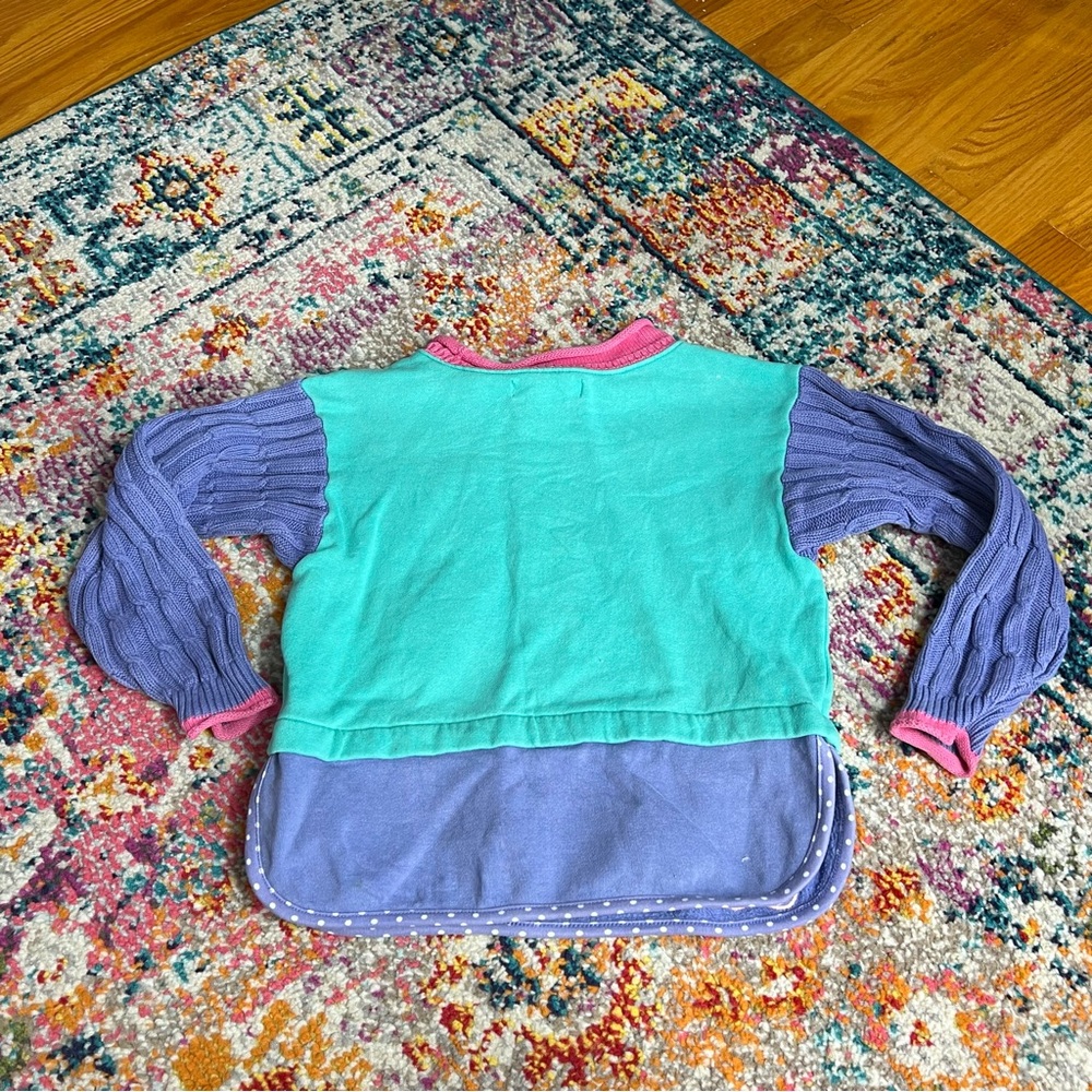 Gymboree Retro Vintage 90s Pink and Turquoise Kids' Colorblock Sweater 4T - Picture 10 of 10
